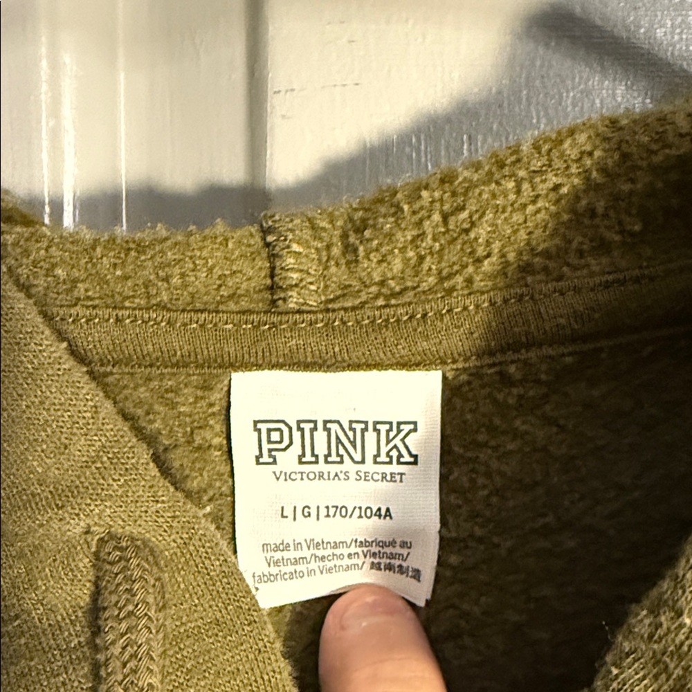 PINK Victoria's Secret woman’s Olive Hoodie Jacket - Picture 2 of 8